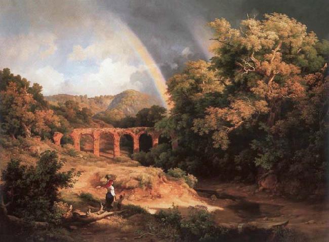 Karoly Marko the Elder Italian Landscape with Viaduct and Rainbow China oil painting art